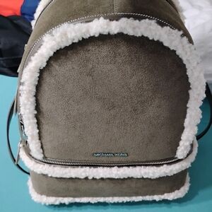 Michael Kors Olive Backpack with Shearling Trim